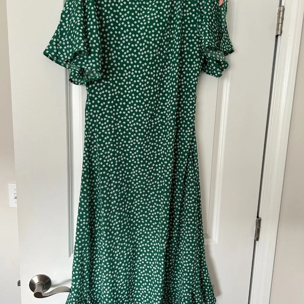Women's Boho V Neck Ruffle Floral Wrap Maxi Dress - Picture 5 of 7